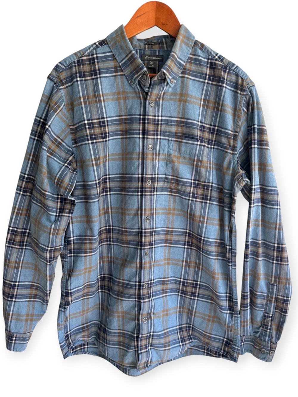 Eddie Bauer Classic Fit Plaid Button Down 100% Cotton Men's Large Tall
